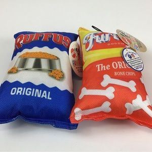 Spot Fun  Food Dog Toy w/ Crinkle Paper Sound Set of 2 “Bags of Chips”